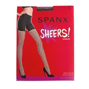 New in package Spanx diamond patterned leg Sheers size E black